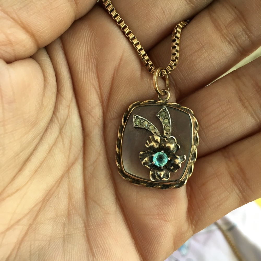 1940s WW2 Sterling gold zircon topaz pendant